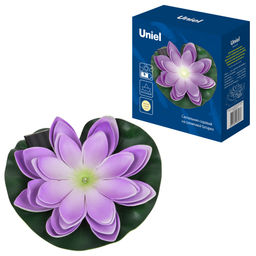 USL-S-828/PT060 PURPLE WATERLILY Садовый светильник на солнечной батарее Фиолетовая кувшинка. Плавающий. 1 светодиода. Теплый белый свет. 1*ААA Ni-Mh аккумулятор в/к. IP44. TM Uniel - Volpe фото 10