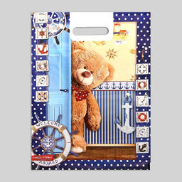 Цена за 25 шт. Пакет подарочный «Тедди», полиэтиленовый с вырубной ручкой, 30×40 см, 60 мкм