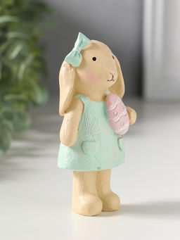 Фигурка полистоун Зайка в платьице, с пасхальным яичком, 4.8?2.8?10 см