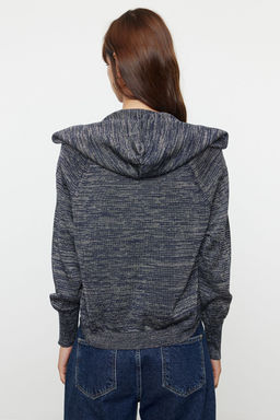 TRENDYOLMILLA Indigo Premium Kalite Genis Kal?p Simli Kapusonlu Triko H?rka TWOAW25HI00043 фото 5