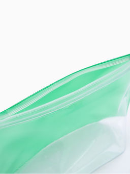 Косметичка для бассейна с застёжкой зип-лок, без рисунка, прозрачная/зелёная