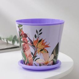 Цена за 2 шт. Горшок для цветов Доляна «Тропический лес», 800 мл, цвет лиловый