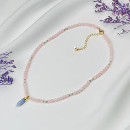 Колье из Розового кварца и Голубого агата 43 см +