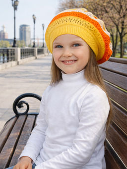 Берет вязаный желтый