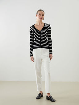 V Yaka ?izgili Kad?n Triko H?rka