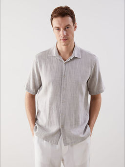 Regular Fit K?sa Kollu Erkek Dokulu G?mlek