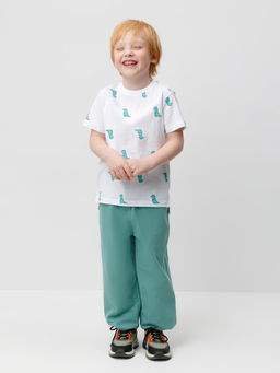 КР 301984/белый,зеленые динозавры фуфайка (футболка) для мал