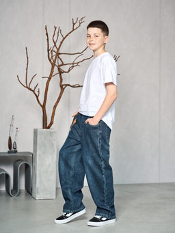 Джинсы-багги утеплённые для мальчиков - Синий мир фото 9