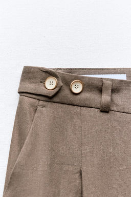 DARTED LINEN BLEND WIDE-LEG TROUSERS - Zara фото 5