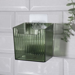 Органайзер для хранения «GREEN», навесной, 1 секция, с клеевой основой, 11.5×8×11 см, полупрозрачный, зелёный