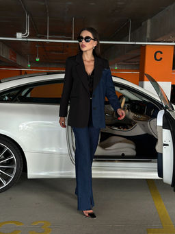 Жакет AURA 1114-170 тёмно-синий деним + чёрный текстиль  фото 6