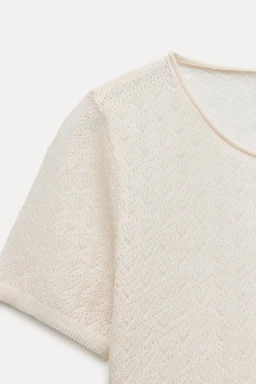 FINE KNIT OPENWORK T-SHIRT - Zara фото 5