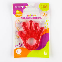 Прорезыватель охлаждающий с водой «Ладошка», красный, Крошка Я МИКС
