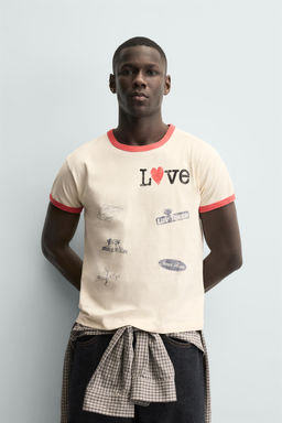 RIB T-SHIRT WITH CONTRAST HEART - Zara фото 10