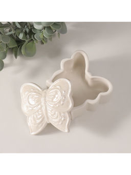 Шкатулка для украшений «Бабочка фигурная», керамика, белый перламутр, 7.3×7.3×4.5 см