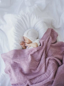 Плед вязаный хлопковый "Пудра" 0+