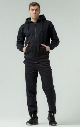 265ПМ Костюм мужской на молнии, черный (3хнитка петля)
