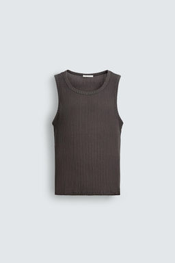 CAMISETA TANK SLIM FIT RIB / Gris oscuro