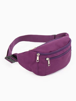 Сумка поясная, однотонная, на молнии, 34×6×12 см, фиолетовая