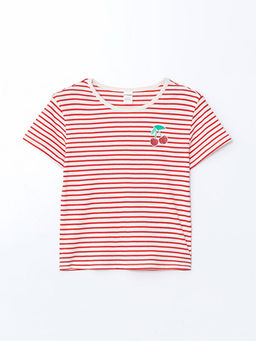 Bisiklet Yaka ?izgili K?z ?ocuk Ti??rt