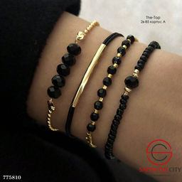 Набор чёрных браслетов 4в1