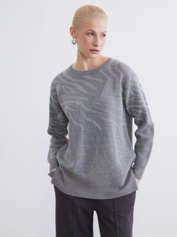 Bisiklet Yaka Desenli Kad?n Triko Kazak