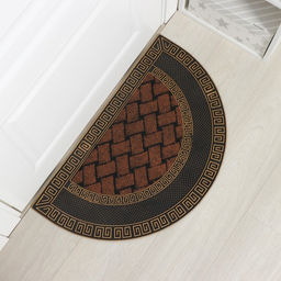 Коврик придверный Доляна «Меандр», полукруглый, 44×74 см, золотой, коричневый