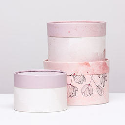 Набор шляпных коробок 3 в 1 Цветы , завальцованная, 16 х 10, 14 х 9, 13 х 8,5 см