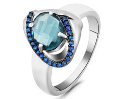 Кольцо, лондон топаз кварц , наносапфир, Марго