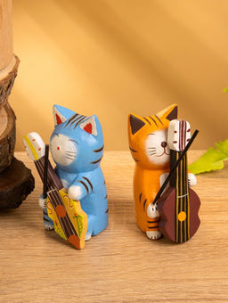 Сувенир «Кот с контрабасом», 4×5×8 см, дерево, МИКС