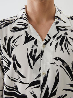 Regular Fit K?sa Kollu Desenli Viskon Erkek G?mlek