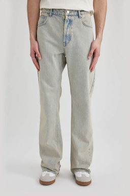 Расклешенный крой, свободный крой, нормальная талия, широкие джинсовые брюки с эффектом потертостей