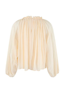 Ac?k Sar? Yakas? Buzgulu Oversize Hafif Transparan Bluz TWOSS26BZ00652 - Trendyolmilla фото 2