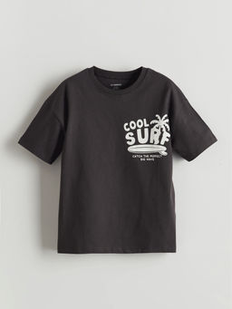 Bisiklet Yaka Yaz? Bask?l? Erkek ?ocuk Ti??rt