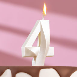 Цена за 3 шт. Свеча в торт «Грань», цифра 4, жемчужный, 6.5 см