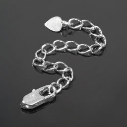 Замок карабин «Сердечко», 3 шт. с удлинителем 5.8 см 1.1×0.4 см, цвет серебро