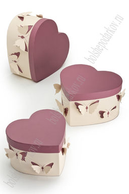 Коробки сердечко 3 в 1 "Бабочки" 28,5*26*15 см (SF-7434) розовый