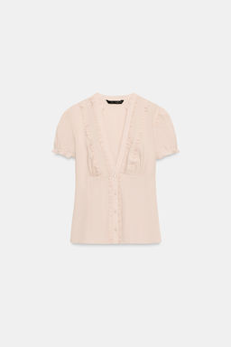 CAMISA POPEL?N VOLANTES / Rosa pastel - Zara фото 3