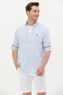 U. S. Polo Assn / Мужская голубая рубашка с длинным рукавом