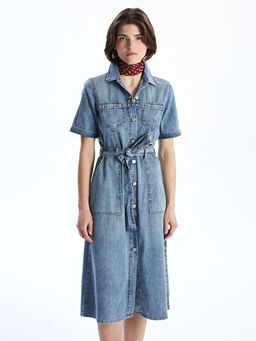 G?mlek Yaka Kad?n Jean Elbise