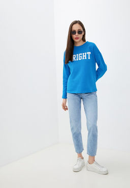 Голубая толстовка с текстовым принтом - Incity фото 5