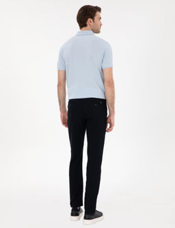 Lacivert Slim Fit Kanvas Pantolon