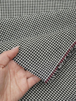 Пестрядь Мелкая белая клетка цв.черный, ш.1.45м, хлопок-95%, п/э-5%, 145гр/м.кв - Купава фото 3