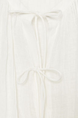 ZW COLLECTION LINEN BLOUSE WITH TIED DETAILS - Zara фото 9