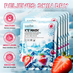 SADOER Увлажняющая и охлаждающая тканевая маска для лица с экстрактом клубники.