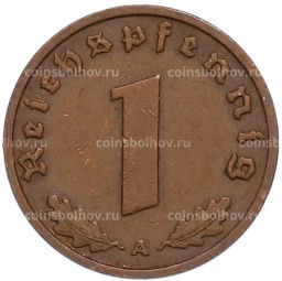 Монета 1 рейхспфенниг 1938 года A Германия