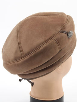 1151-1 KHAKI Берет зимний женский (искусственная замша, искусственный мех)