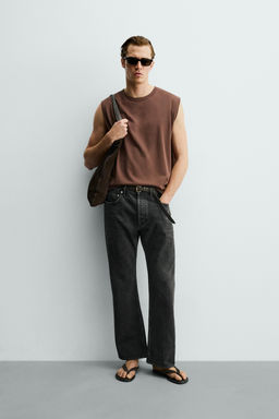 CAMISETA TANK RELAXED FIT / Marr?n oscuro