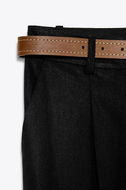 LINEN BELTED STRAIGHT-LEG TROUSERS - Zara фото 26