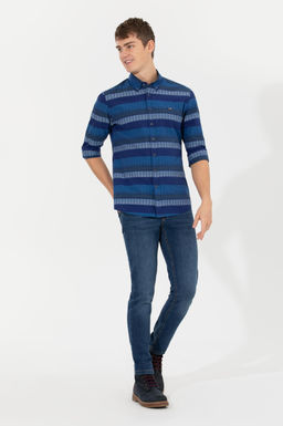 U. S. Polo Assn / Мужская синяя рубашка с длинным рукавом - U.s. polo assn фото 4